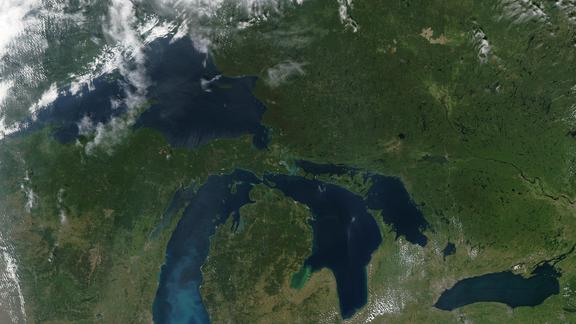 satellite view of the Great Lakes